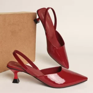 Burgundy Kitten Heel Mules